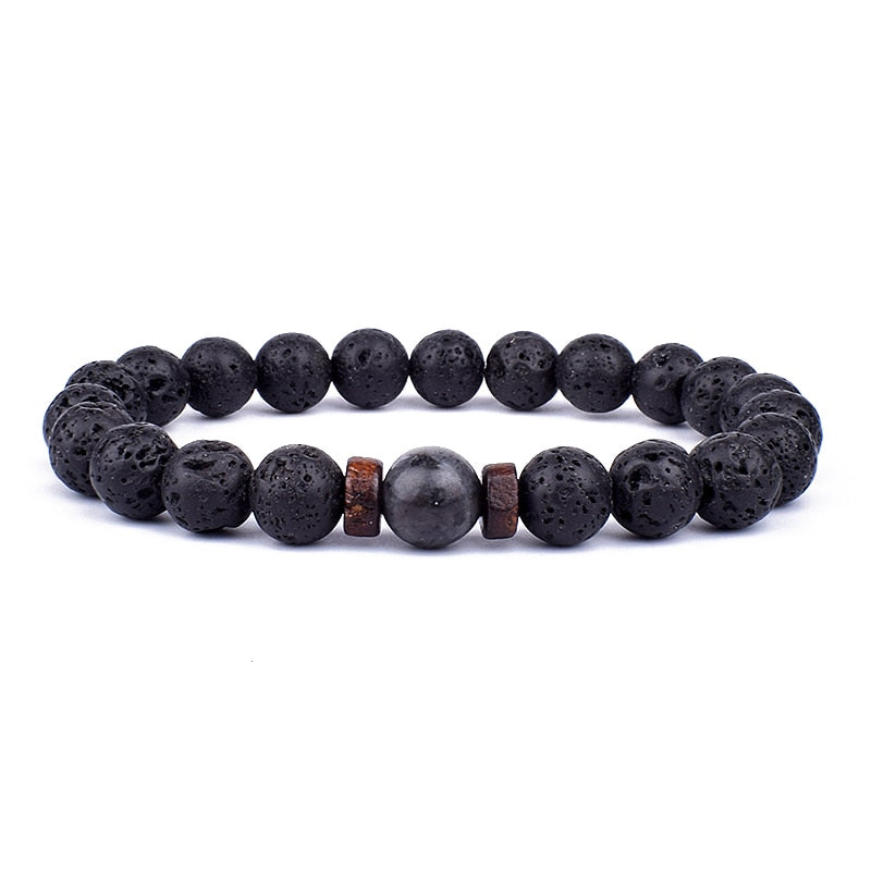 Armband Lava Holz Tibetische Buddha DAMEN HERREN Naturstein Freundschaftsarmband Yoga