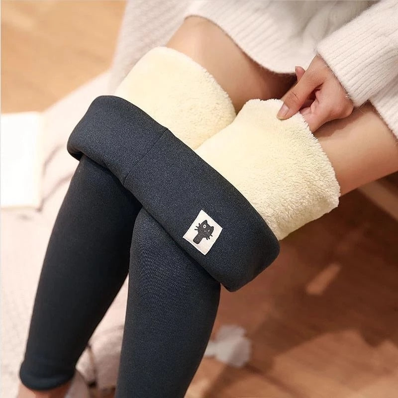 Frauen Winter Warm Thermo Hose Innenfleece Strumpfhose Blickdicht Hosen Leggins