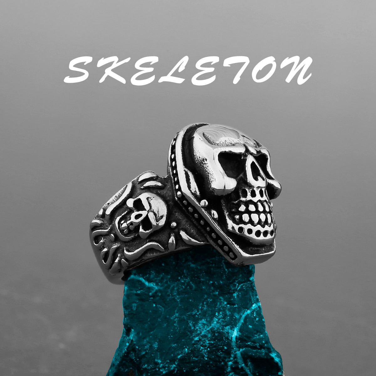 Edelstahl Herren & Damen Biker Rocker Spinning Ring Silber Skull Gothic