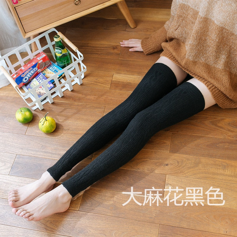Damen Lange Socken Beinwärmer Stulpen Beinlinge Häkeln Kniestrümpfe Overknees