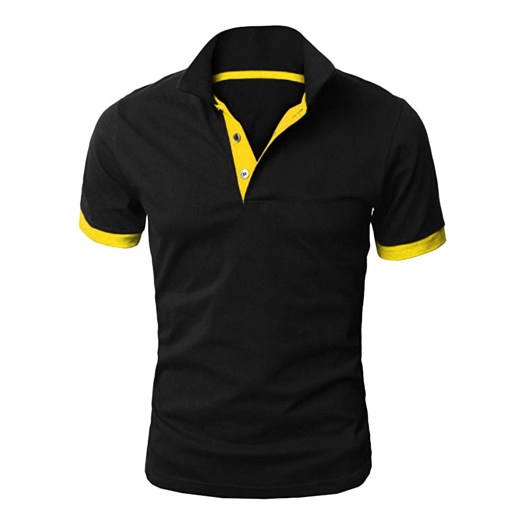 Herren Poloshirt Kontrast Kragen Polo Kurzarm Slim Fit Hemd Polohemd T-Shirt NEU