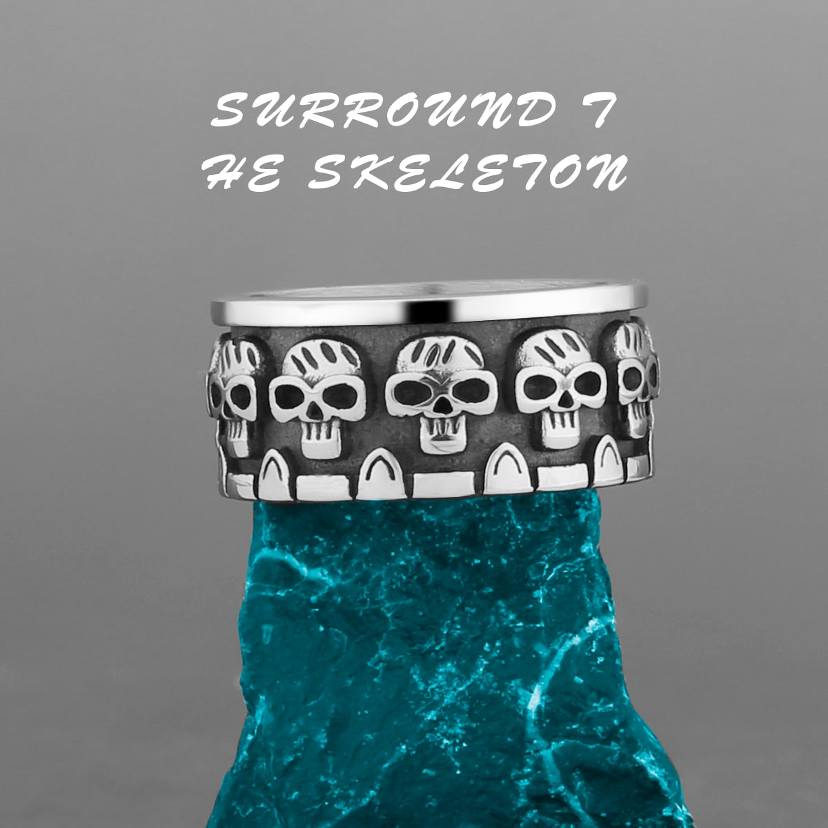 Edelstahl Herren & Damen Biker Rocker Spinning Ring Silber Skull Gothic