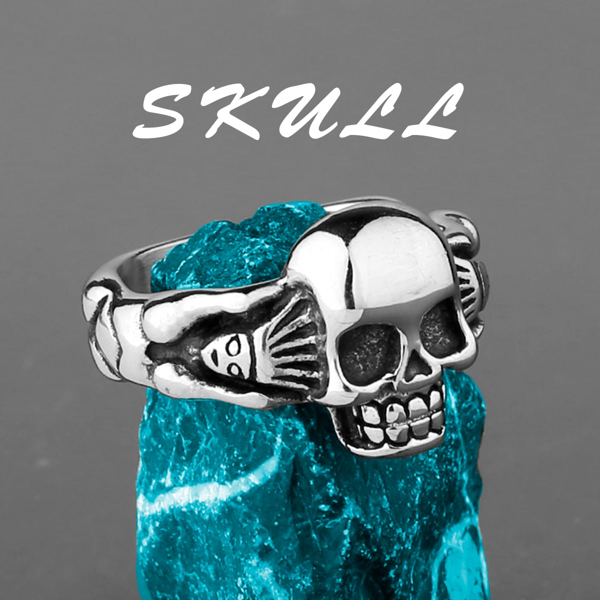 Edelstahl Herren & Damen Biker Rocker Spinning Ring Silber Skull Gothic