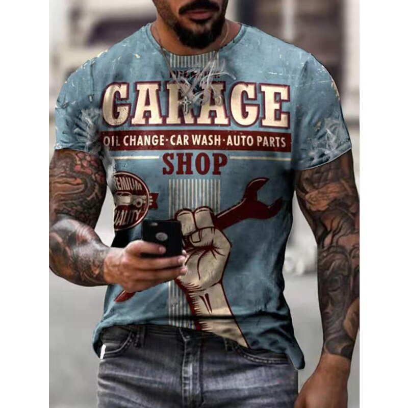 Herren Fashion Vintage 3D T-Shirt Rundhals Unisex Sommer Streetwear