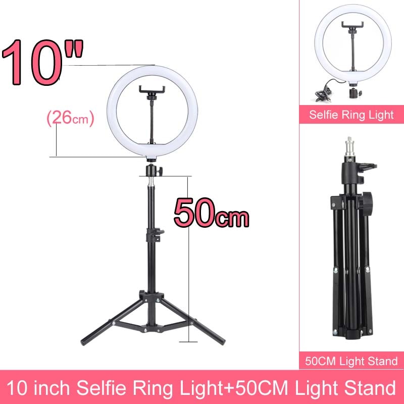 Selfie Ringlicht mit Stativ-Ständer 10 12 14 Inch Dimmbare LED Ring Fotografie