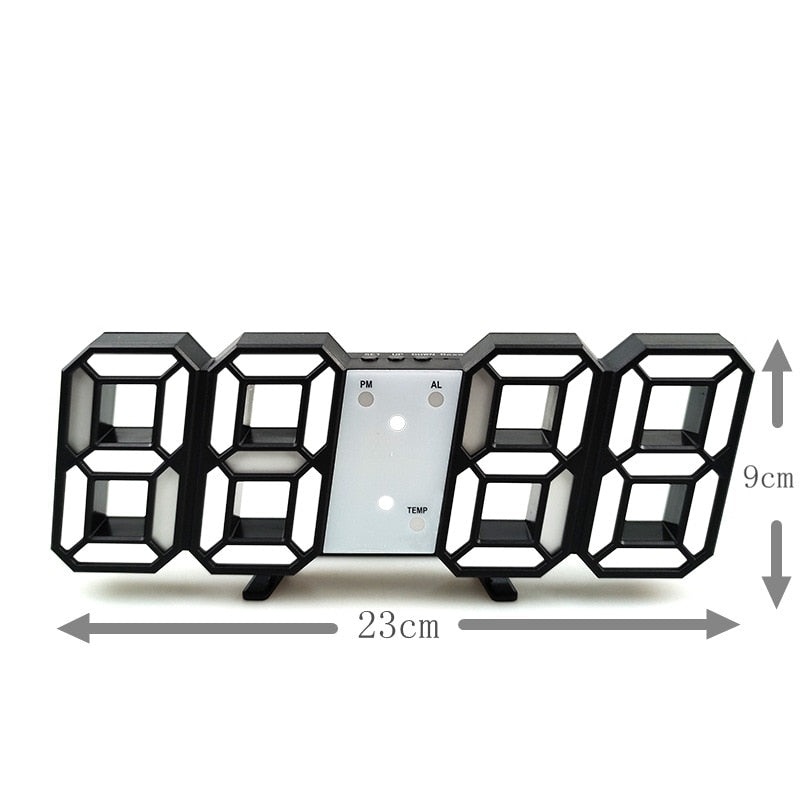 Groß 3D Modern Digital LED Wanduhr 24/12 Stunde USB Display Timer Alarm