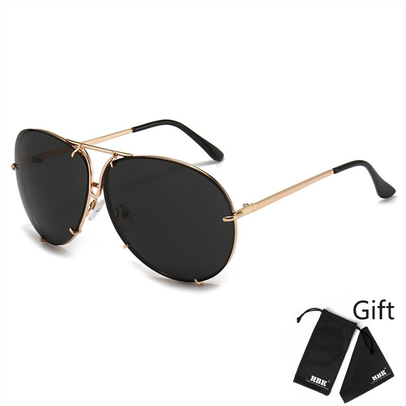 Designer Übergroße Pilot Sonnenbrille Polarisierte Damen Rund Spiegel Gläser