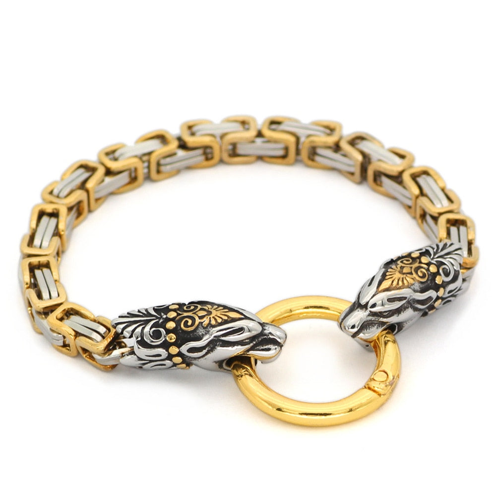 Herren Armband Königskette Edelstahl Wikinger Armreif Drachenkopf Armkette