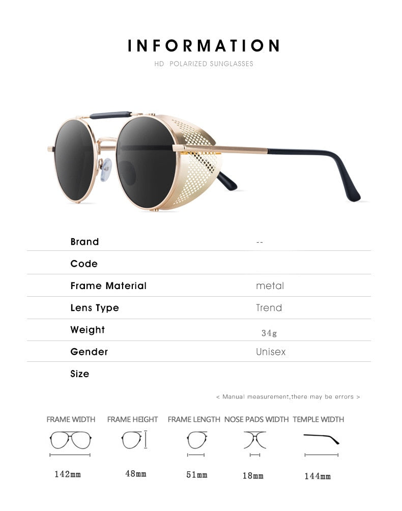 Runde Polarisierte Sonnenbrille Retro Männer Frauen Metall Kreis Fahren Gläser UV400