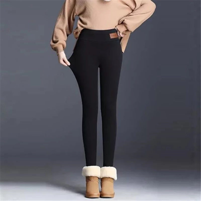 Frauen Winter Warm Thermo Hose Innenfleece Strumpfhose Blickdicht Hosen Leggins