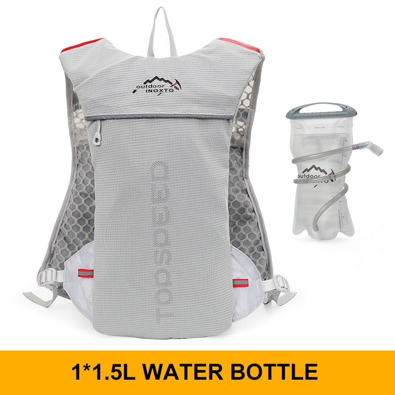 INOXTO trail Ultraleichter Fahrrad Lauf Rucksack mit 5-Liter Trinksystem und Reflektoren