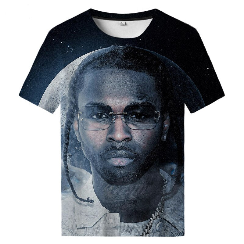 Herren Rapper Pop Smoke 3D T-Shirt Rundhals Unisex Sommer Streetwear