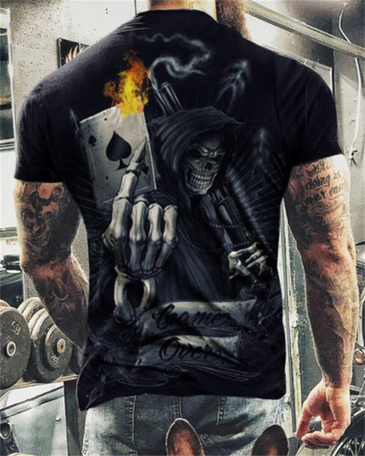 Fashion Herren Horror Skull 3D T-Shirt Rundhals Unisex Sommer Streetwear