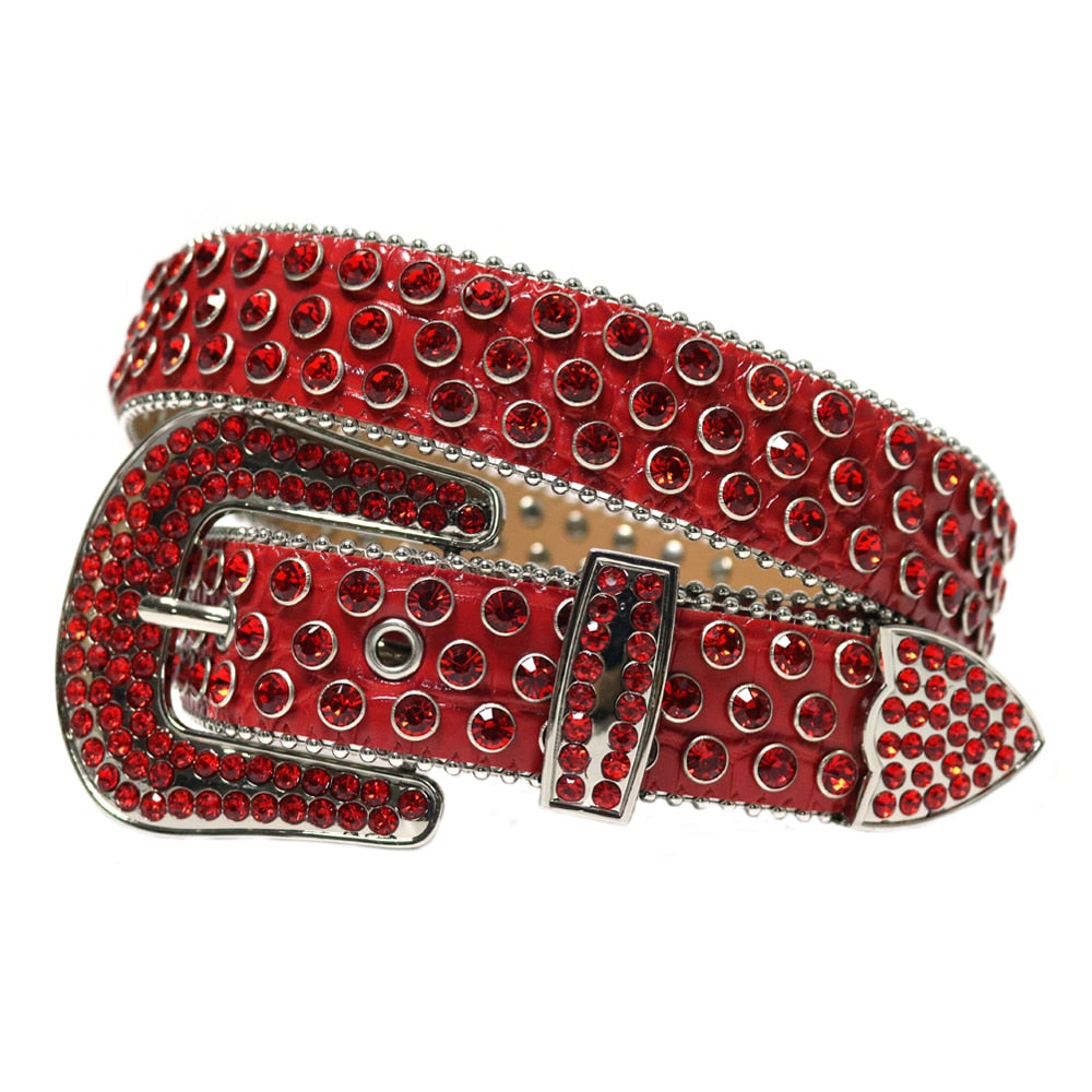 Damen Jeans Gürtel Herren Strass Gürtel mit Nieten Besetzt NEU