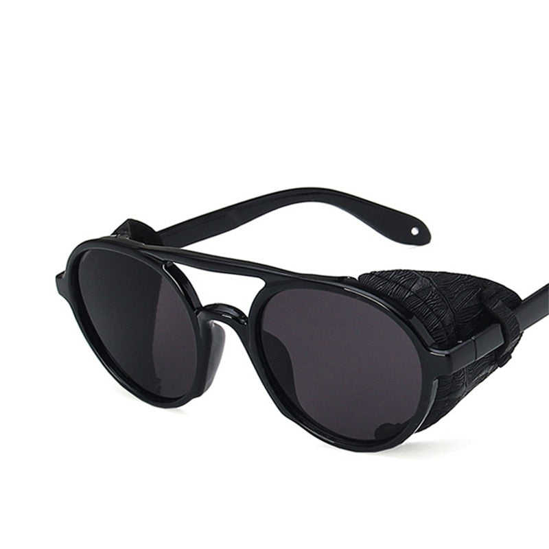 LeonLion Luxus Schwarz Matt Rund Herren Sonnenbrille Markenbrille Retro