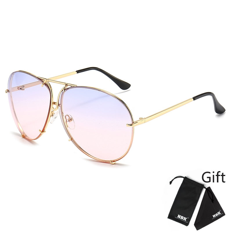 Designer Übergroße Pilot Sonnenbrille Polarisierte Damen Rund Spiegel Gläser