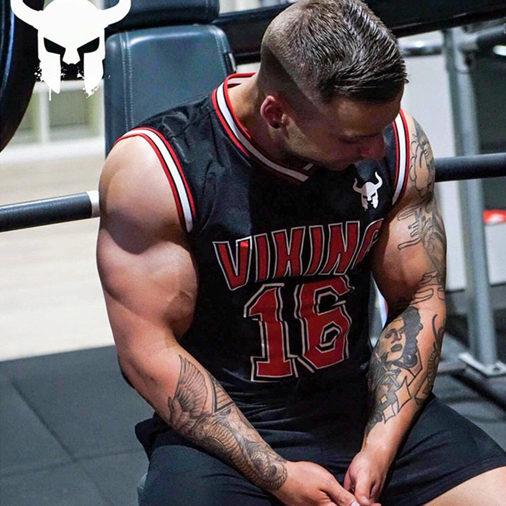 Tanktop T-Shirt Muskelshirt Achselshirt Sport Basic Unifarben Herren Vikings