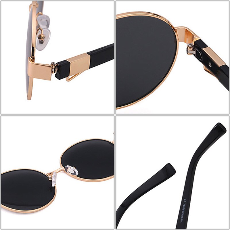 SHAUNA Runde Damen Luxus Sonnenbrille Fashion Metallkette Farbverlauf UV400