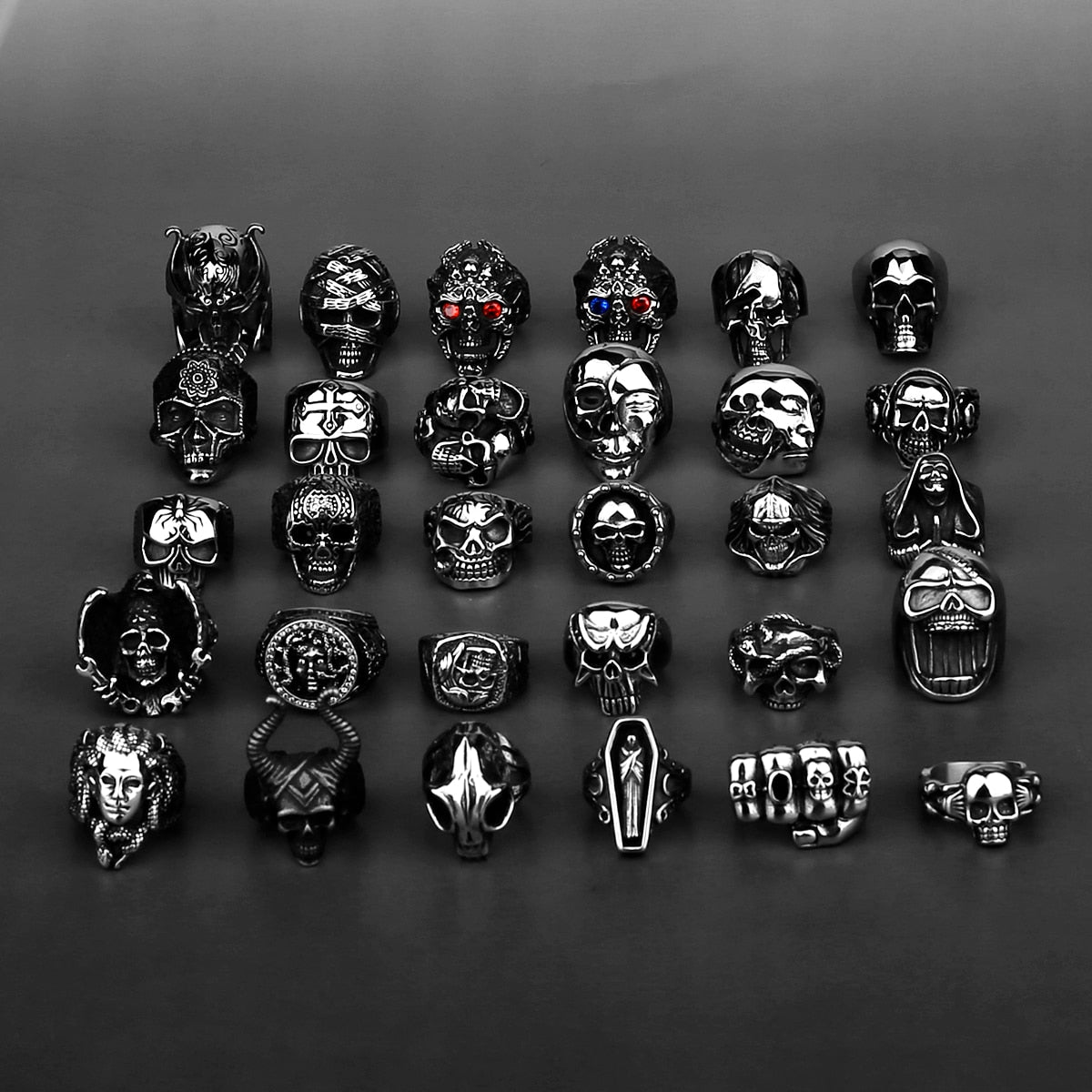 Edelstahl Herren & Damen Biker Rocker Spinning Ring Silber Skull Gothic