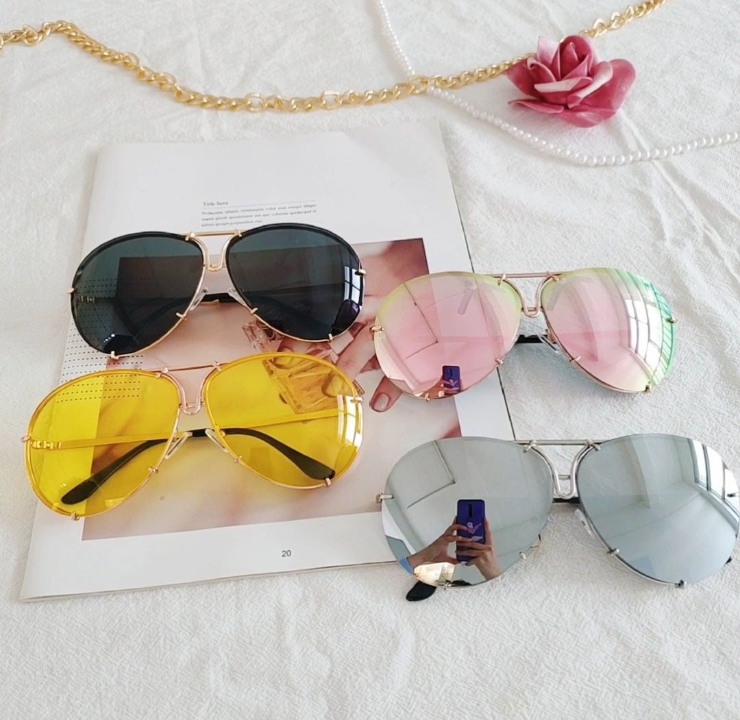 Designer Übergroße Pilot Sonnenbrille Polarisierte Damen Rund Spiegel Gläser