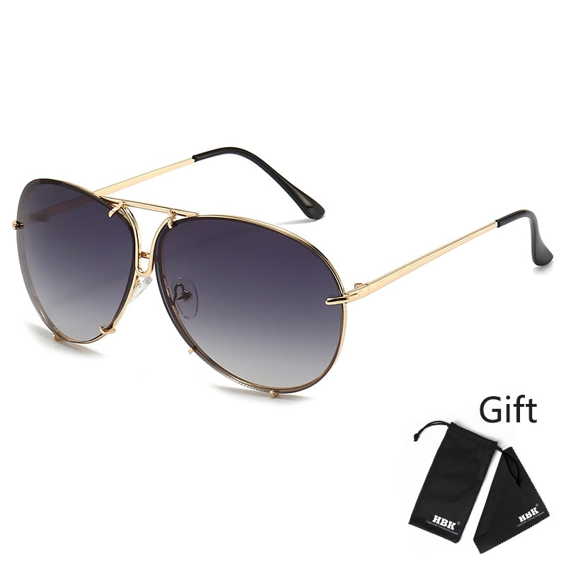 Designer Übergroße Pilot Sonnenbrille Polarisierte Damen Rund Spiegel Gläser