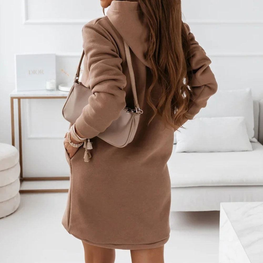 Damen Kapuzen Kleid  Stretch Pulloverkleid Party Bodyconkleid Minikleid Pullover Tunika