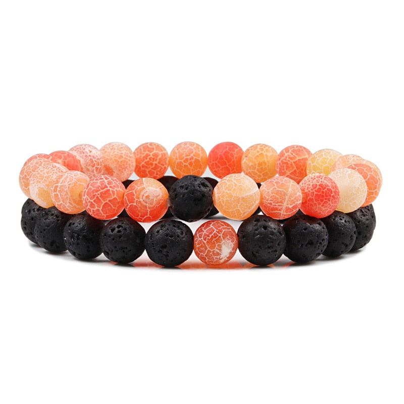 2er SET ARMBAND DAMEN HERREN Naturstein Freundschaftsarmband Yoga