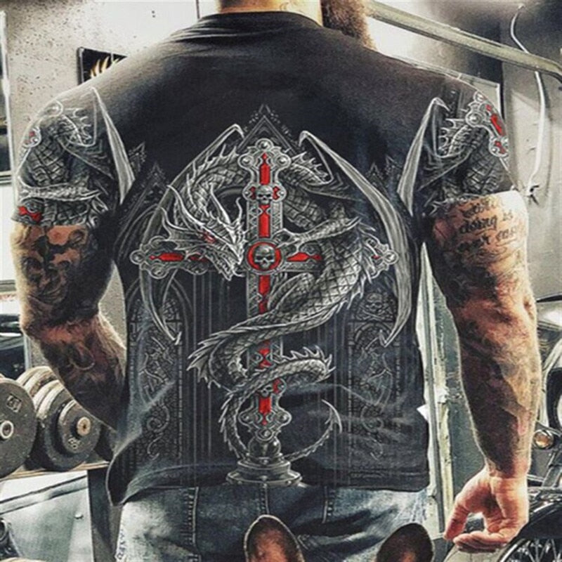 Fashion Herren Horror Skull 3D T-Shirt Rundhals Unisex Sommer Streetwear