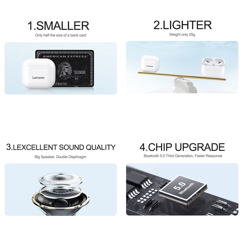 2022 Original Lenovo LP40 Lp40 Pro Bluetooth TWS Kopfhörer Wireless Rauschunterdrückung Bluetooth5.1 Earbuds