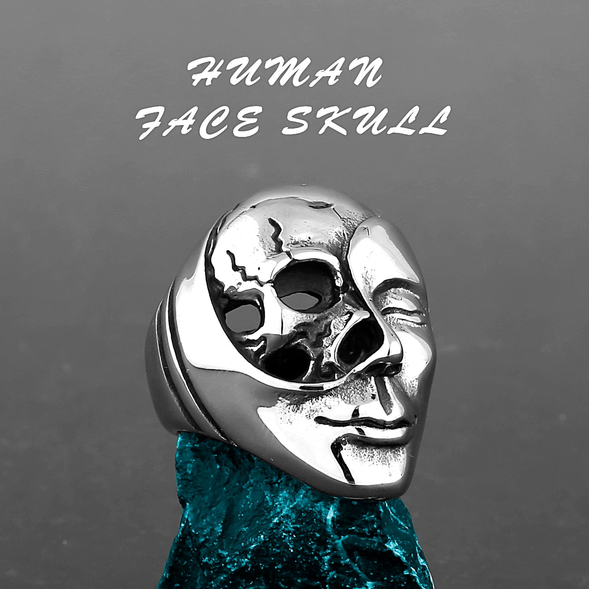 Edelstahl Herren & Damen Biker Rocker Spinning Ring Silber Skull Gothic