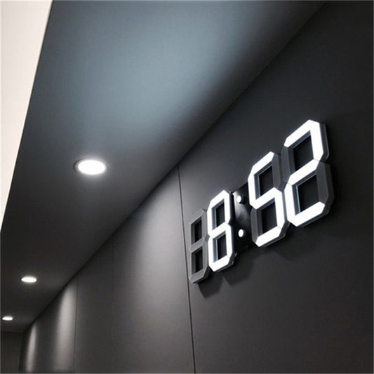 Groß 3D Modern Digital LED Wanduhr 24/12 Stunde USB Display Timer Alarm