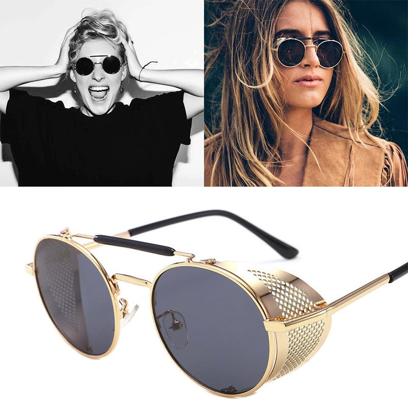 Runde Polarisierte Sonnenbrille Retro Männer Frauen Metall Kreis Fahren Gläser UV400