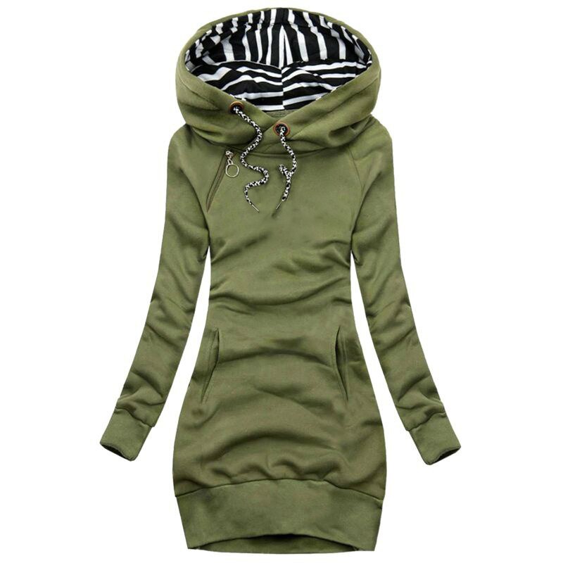 Kapuzenpullover Sweatshirt Pulloverkleid Hoodie Pulli Tunika Damen BOLF Lang