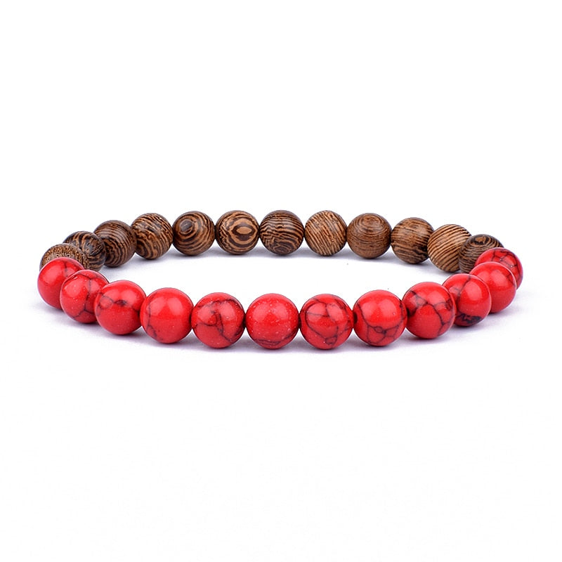 Armband Lava Holz Tibetische Buddha DAMEN HERREN Naturstein Freundschaftsarmband Yoga