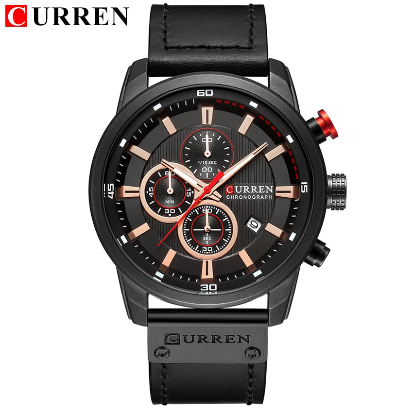 Herren Armbanduhr Silber Schwarz Edelstahl Fashion Luxus Chronograph  Business
