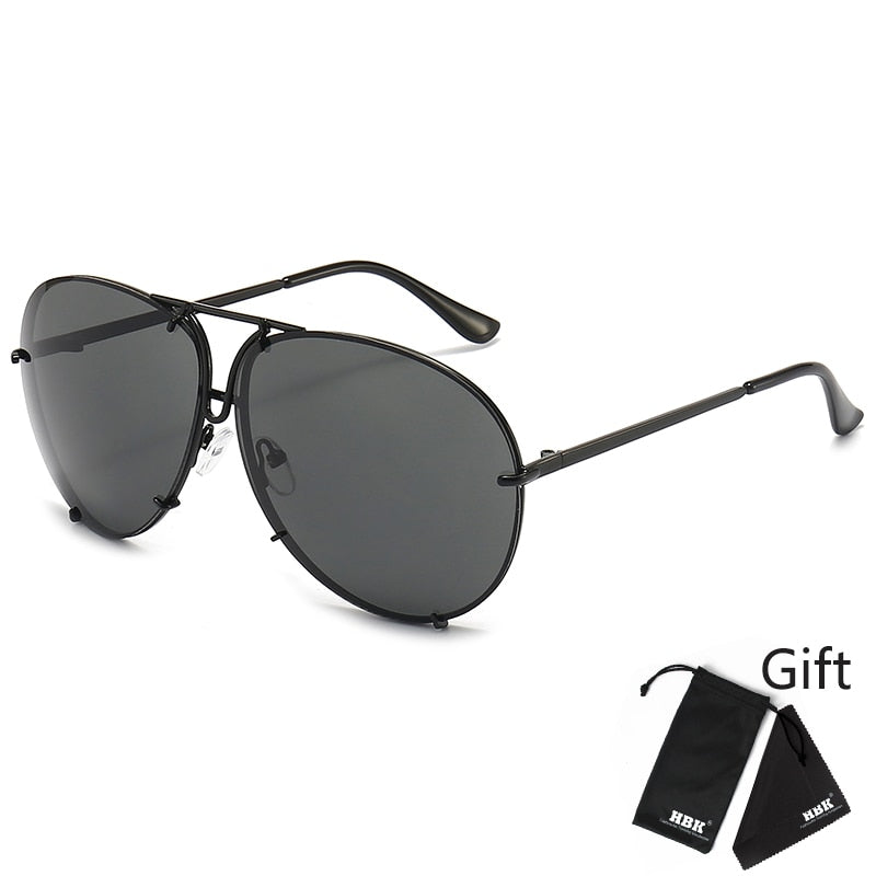 Designer Übergroße Pilot Sonnenbrille Polarisierte Damen Rund Spiegel Gläser