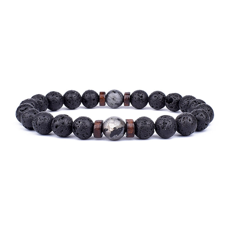 Armband Lava Holz Tibetische Buddha DAMEN HERREN Naturstein Freundschaftsarmband Yoga