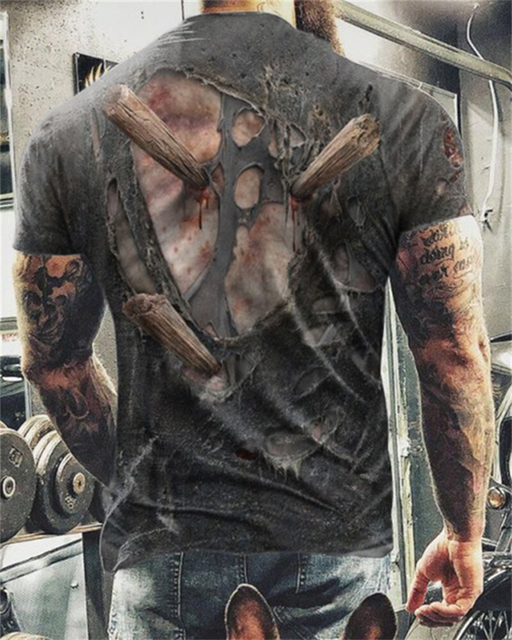 Fashion Herren Horror Skull 3D T-Shirt Rundhals Unisex Sommer Streetwear