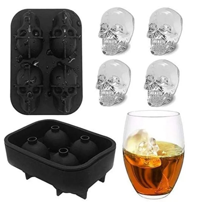 3D Silikon Eiswürfelform Totenkopf Skull Party Eiswürfel Cocktails Whiskey