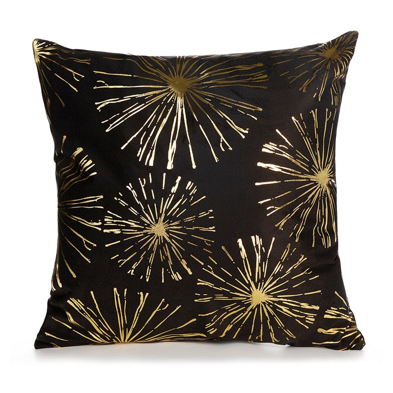 Kissenbezug Goldfolie bedruckt schwarz - gold seidig superweich 45cm x45cm NEU