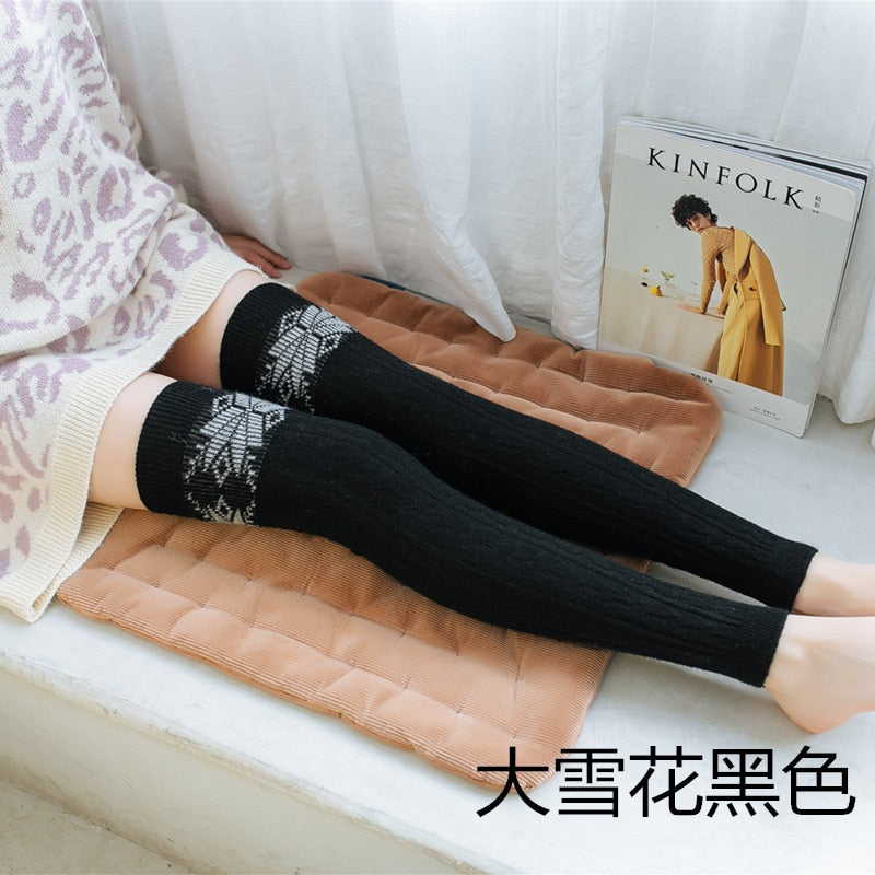 Damen Lange Socken Beinwärmer Stulpen Beinlinge Häkeln Kniestrümpfe Overknees