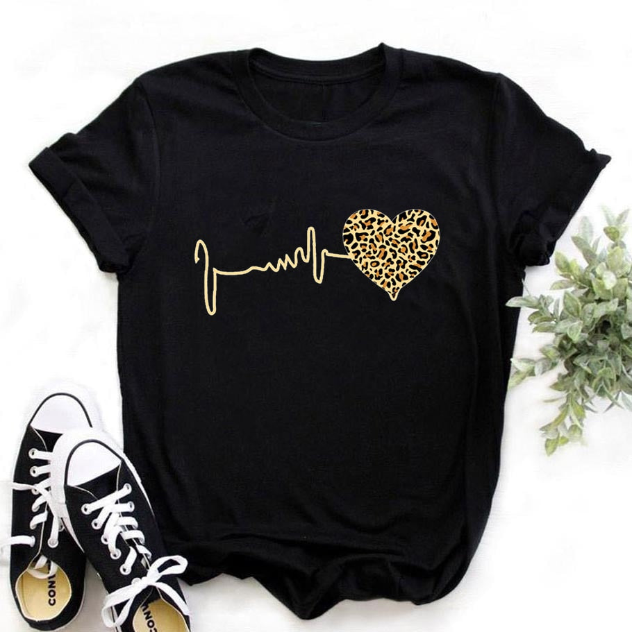 Damen Sommer Top 3D Leopard T-Shirt Rundhals  Streetwear lockeres Damentop
