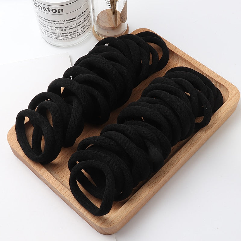 Haargummi Haarband Damen Haar Gummi 50 Stück Schwarz Bunt Zopfgummi Zopf