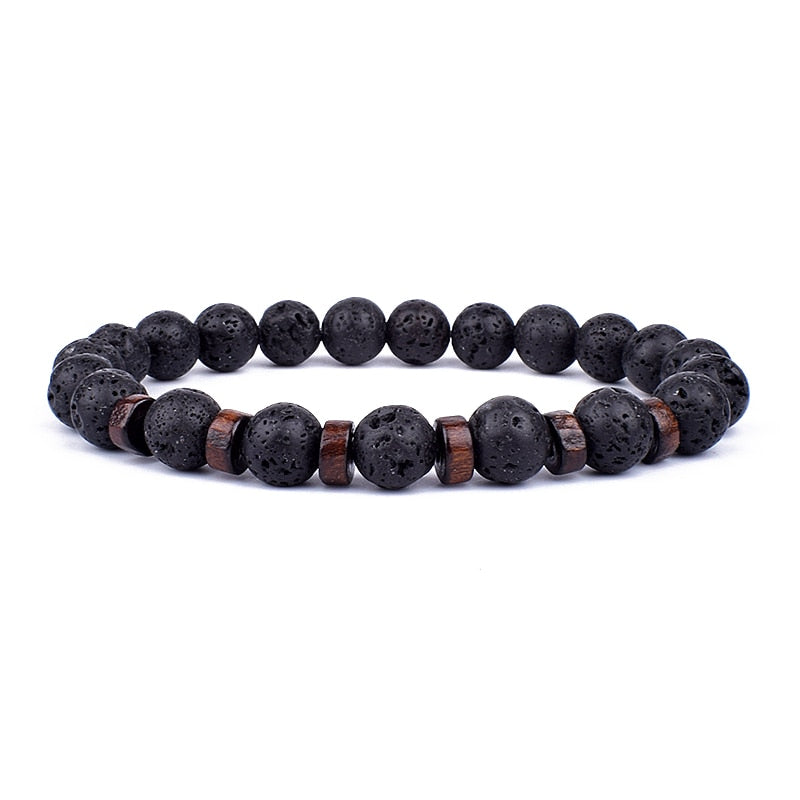 Armband Lava Holz Tibetische Buddha DAMEN HERREN Naturstein Freundschaftsarmband Yoga