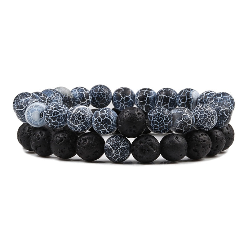2er SET ARMBAND DAMEN HERREN Naturstein Freundschaftsarmband Yoga
