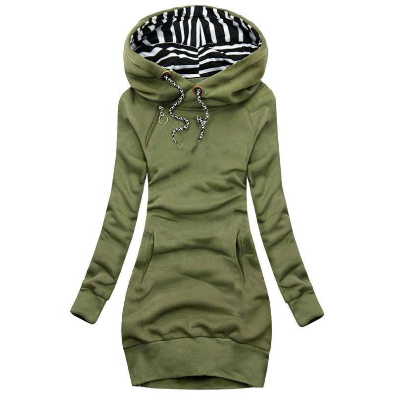 Kapuzenpullover Sweatshirt Pulloverkleid Hoodie Pulli Tunika Damen BOLF Lang