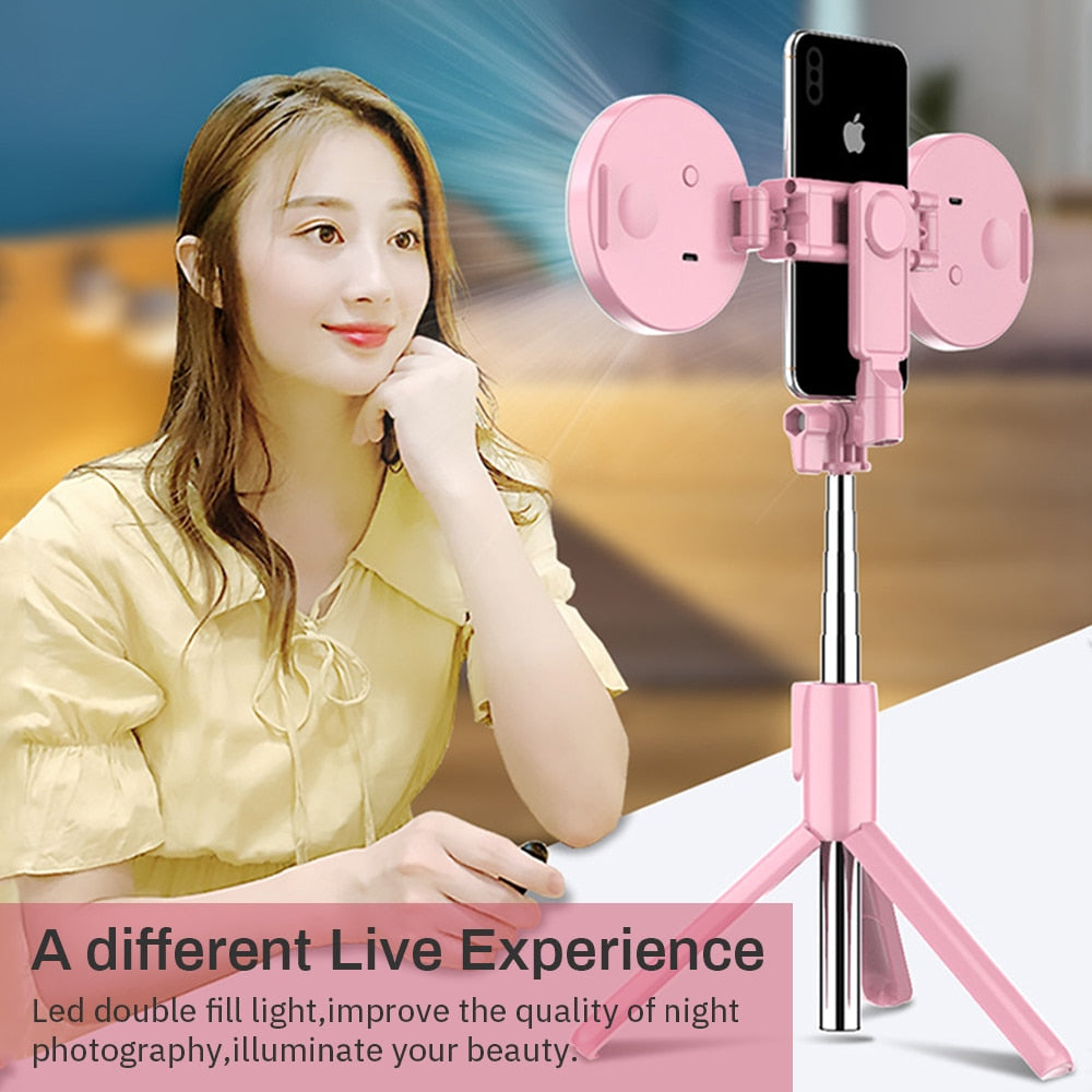 4 in 1 Wireless Bluetooth Selfie Stick faltbares Mini-Stativ mit LED-Ringlicht