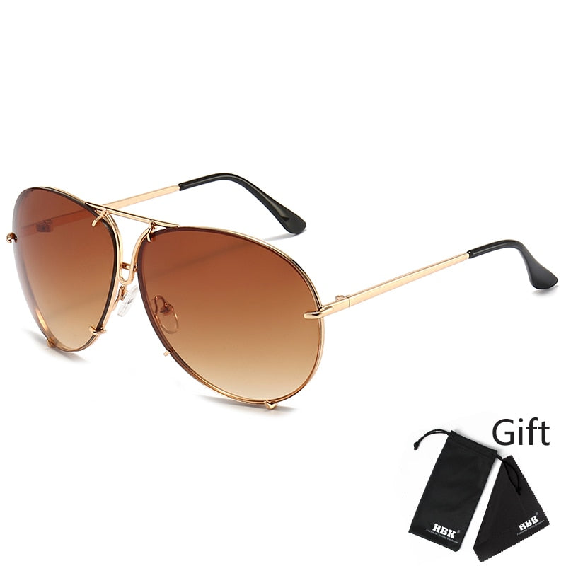 Designer Übergroße Pilot Sonnenbrille Polarisierte Damen Rund Spiegel Gläser
