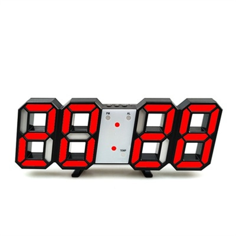 Groß 3D Modern Digital LED Wanduhr 24/12 Stunde USB Display Timer Alarm