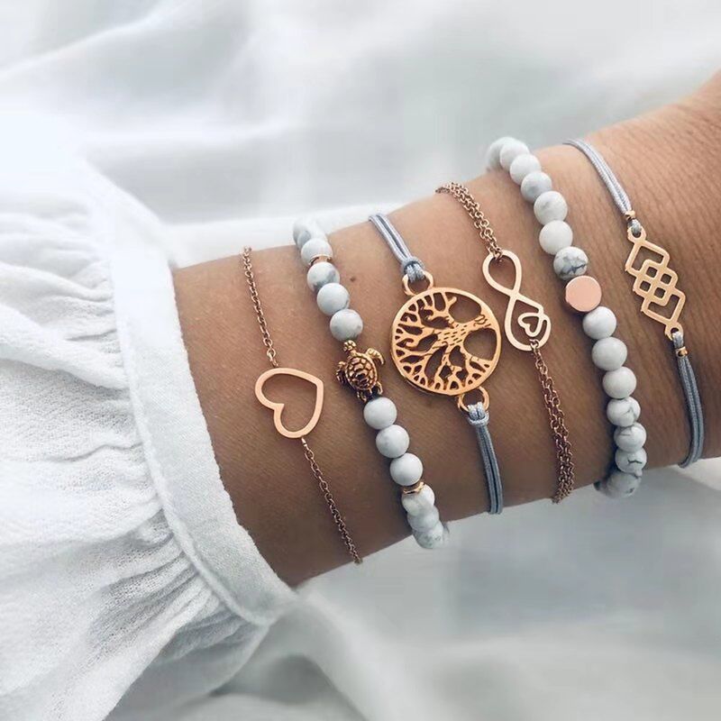 SET Armband Damen  Freundschaftsarmband Yoga Bettelarmbänder Makramee